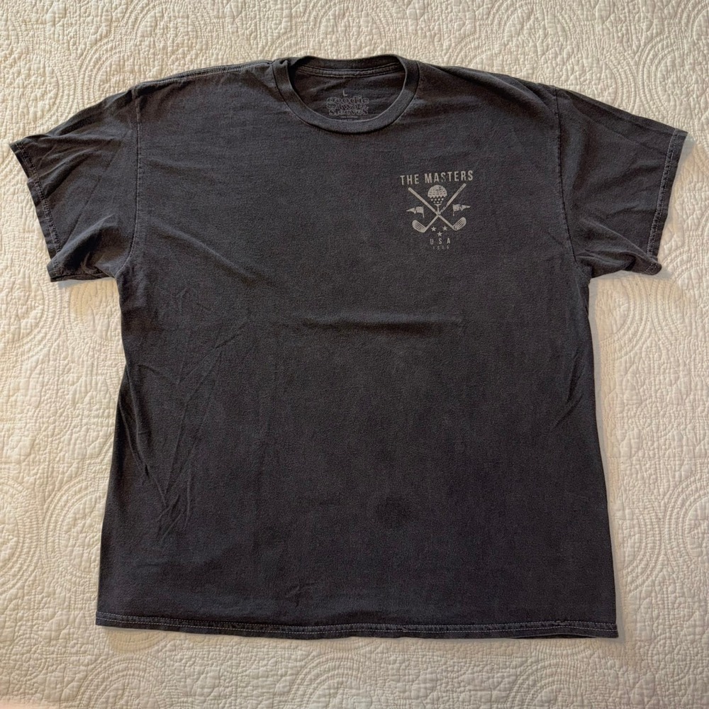 Goodie Two Sleeves The Masters USA 1996 Golf T-Shirt Faded Black Mens Large